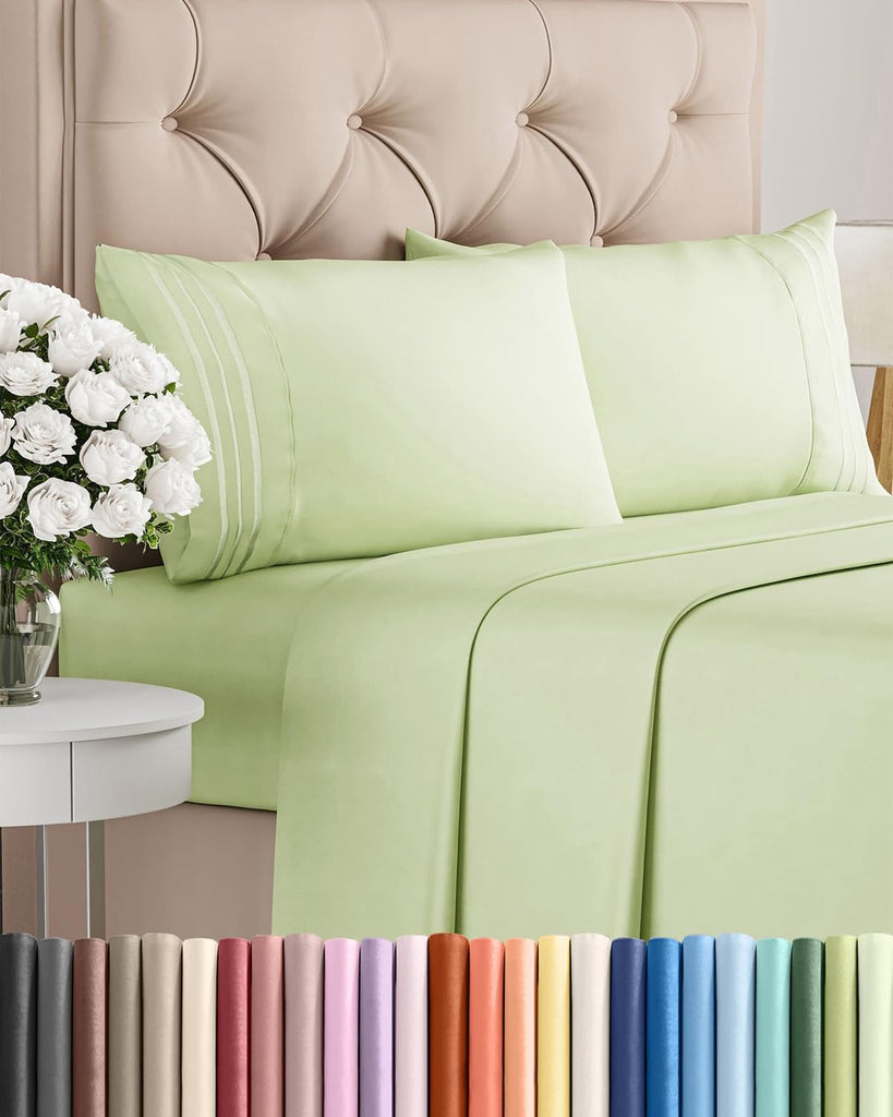 Full Size 4 Piece Sheet Set - Comfy Breathable & Cooling - Light Sage Green