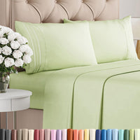 King Size 4 Piece Sheet Set - Comfy Breathable & Cooling - Light Sage Green
