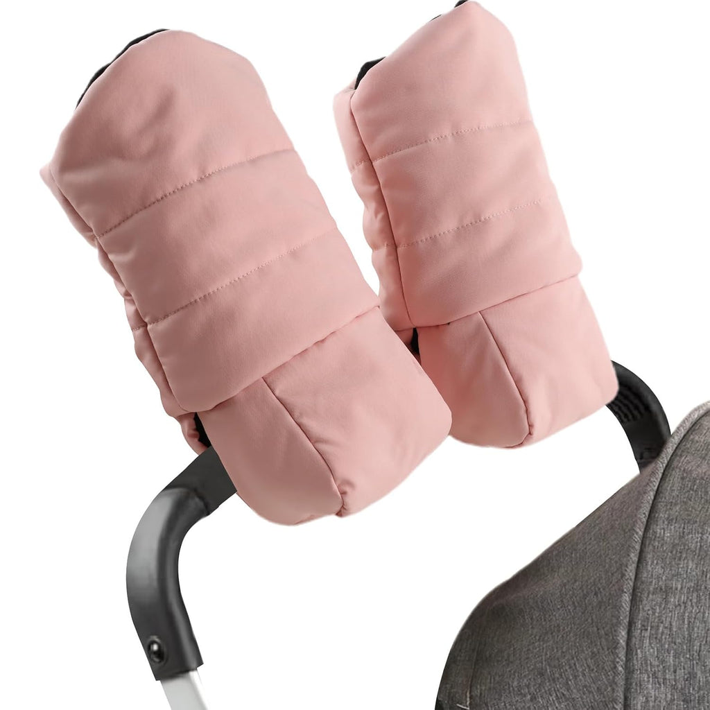 Zsedrut Stroller Gloves Universal Winter Anti-Freeze Stroller Mittens Water Repellent Hand Warmer Muff Fleece Lined,Winter Stroller Accessories (Pink)