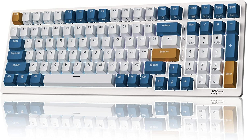 RK ROYAL KLUDGE RK98 Wireless Mechanical Keyboard, 100 Keys 98% Layout with Custom Switches Hot Swappable, Tri-Mode BT5.1/2.4G/USB-C Full Size Gaming Keyboard with Numpad RGB, Brown Switch