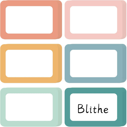 Whaline 420Pcs Boho Name Tag Sticker Back to School Pastel Hippie Nameplate Decal 6 Colors Rectangle Self-Adhesive Label for Classroom Bulletin Board Home Office Desk Wall Decor, 3 x 2 Inch