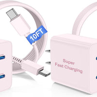 45W Dual Port Super Fast Charger with Long USB C to C Cable 10ft,Type C Wall Charger Block and Android Phone Charging Cord for Samsung Galaxy S26 Plus/S25 Ultra/S25+/S24+/S23+/S22+/S21/S20/Note 20/10+