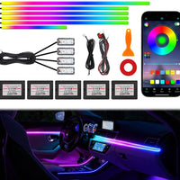 Acrylic Interior Car Ambient Lighting Kits, LED Strip Lights with Wireless APP, Neon Fiber Optic Lights Function LED Strip for Car with Music Modes (10 in 1)