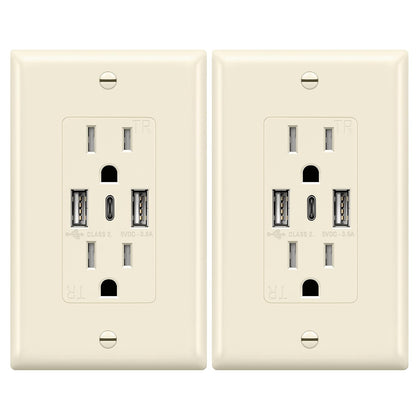 TOPGREENER 4.2A Dual Type A&C USB Wall Outlet, Charging Power Receptacle