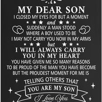 GEYGIE My Dear Son I Love You Always & Forever Black Wallet Card, Engraved Metal Wallet Insert Card Love Notes from Mom, Graduation Birthday Coming of Age Wedding Freshman Gifts for Son with Greeting
