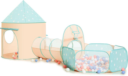 PigPigPen 3pc Kids Play Tent for Girls and Boys with Ball Pit, Crawl Tunnel, Princess Tents for Toddlers, Baby Space World Playhouse Toys, Boys Indoor& Outdoor Play House, Perfect Kid’s Gifts