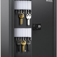Uniclife 40 Position Slotted Key Cabinet with Combination Lock Resettable Black Digital Security Storage Box Steel Key Organizer with Slotted Racks White Key Tag Labels and Permanent Pen