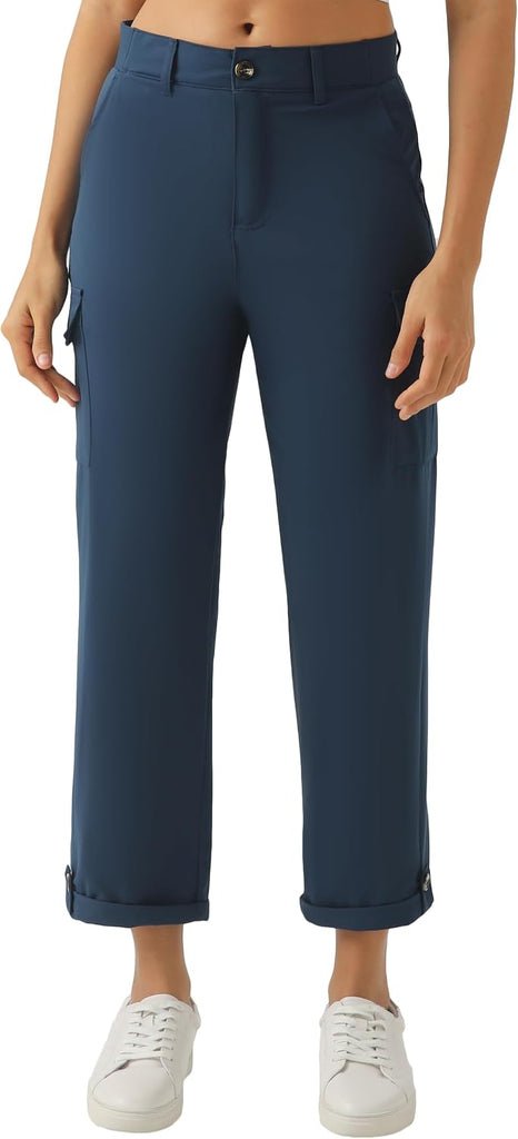 Women's Lightweight Cargo Capri Hiking Pants(Dark Blue,XXXL)