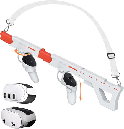 Upgraded Gunstock for Meta Quest 3, Quest 3S, Rifle-Like or Dual-Pistol Handle VR Gun Stock Quest3 VR Games Accessories