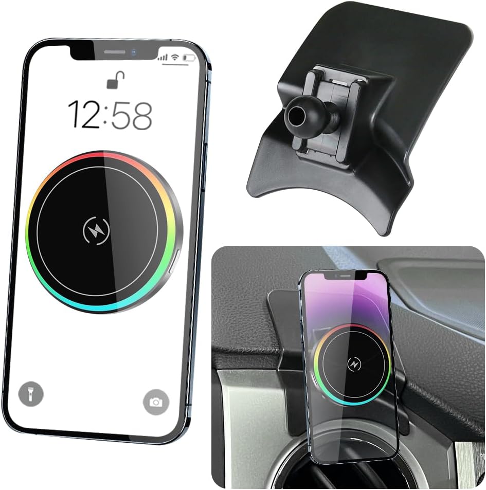 LUNQIN Car Magnetic Phone Mount for Toyota Tundra 2014 2015 2016 2017 2018 2019 2020 2021 Auto Interior Accessories Best Cellphone Holder Fast 15W Wireless Charger Cell Phones Charging Screen Stand