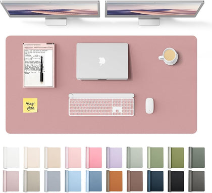 YSAGi Leather Desk Protector, Office Mat, Large Mouse Mat, Non-Slip PU Leather Blotter, Laptop Pad, Waterproof Writing Pad for Office and Home (Pale Mauve, 47.2
