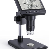 AOPICK Digital Microscope, Coin Microscope with Light Adjustable Brightness 4.3" HD LCD Screen, 1000X Zoom PC View, Compatible with MacOS & Windows - Black