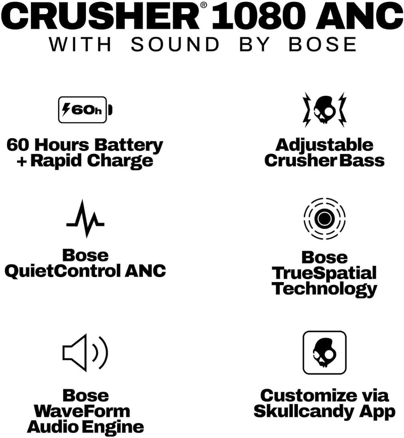 Skullcandy Crusher 1080 ANC Headphones with Sound by Bose - Cement