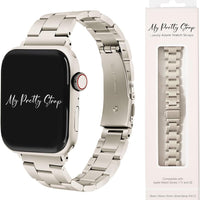 My Pretty Strap Classic Vogue Band Compatible with Apple WATCH SE Series 9 8 7 6 5 4 3 2 1, 38MM / 40MM / 41MM, Stainless Steel Metal Starlight for Women