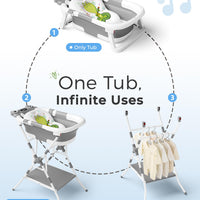 BUNWAG Bañera 2 en 1 con Soporte Plegable de Altura Ergonómica