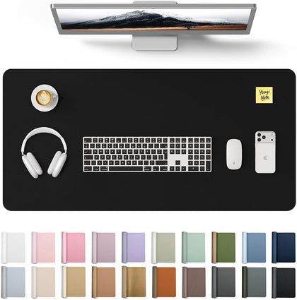 YSAGi Large Extended PU Leather Desk Pad Protector – Non-Slip Waterproof Desk Mat for Office & Home, Easy Clean Mouse Pad & Laptop Writing Blotter 35.4