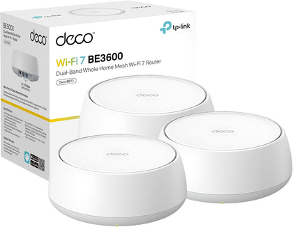 TP-Link Deco 7 BE23 Dual-Band BE3600 WiFi 7 Mesh Wi-Fi System   4-Stream 3.6 Gbps, 160 Mhz   Covers up to 6,500 Sq.Ft