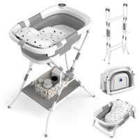 BALLA BALEIN Bañera 2 en 1 con Soporte Plegable y Cojín Suave Gris