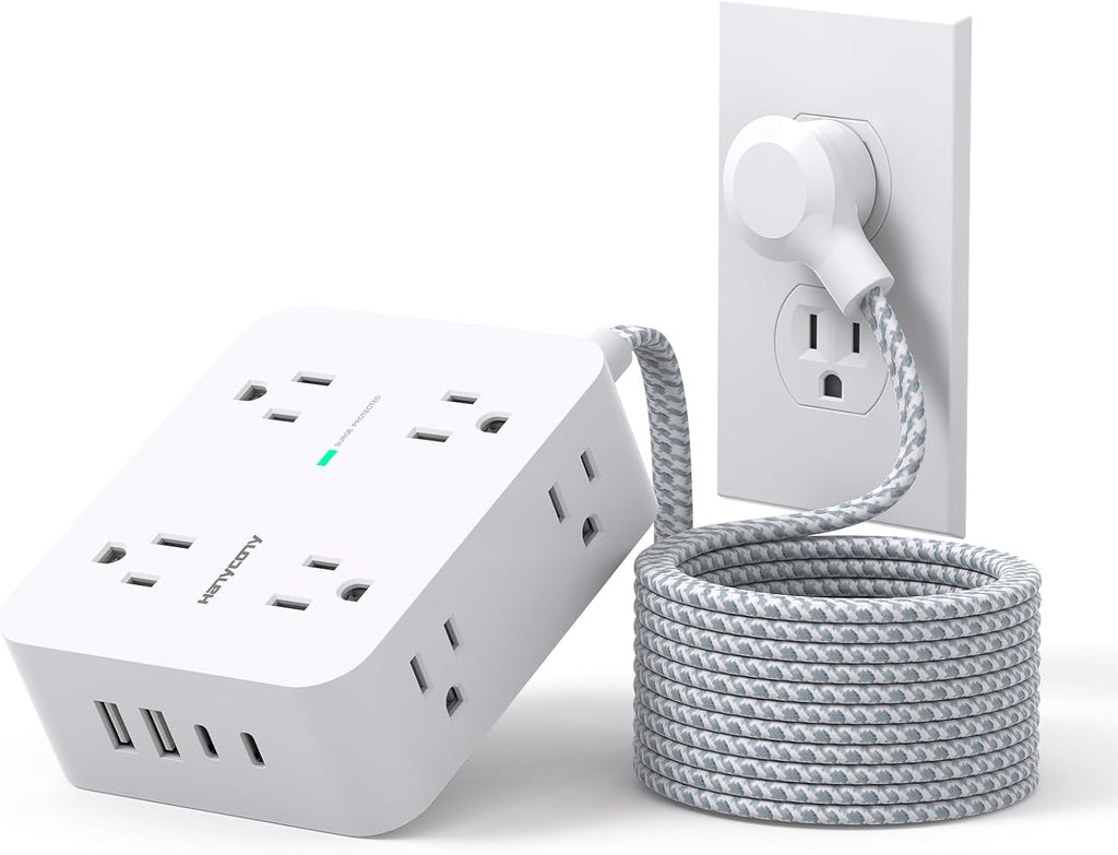 HANYCONY Extension Cord 25 Ft, Power Strip Surge Protector, Long Cord