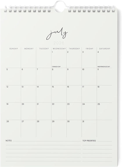 Karto Wall Calendar 2026-2027 8.5x11 in - Cursive Beige