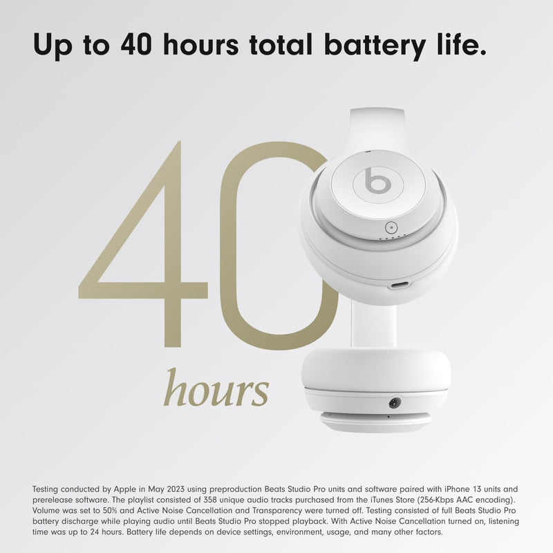 Beats Studio Pro - Mate blanco — Audífonos over-ear premium con ANC, hasta 40h