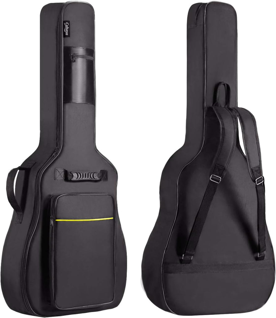 CAHAYA 41 In Acoustic Guitar Bag 0.35 In Thick Padding Water Resistent Soft Guitar Case Dual Adjustable Shoulder Strap Gig Bag with Back Hanger Loop, Black CY0152