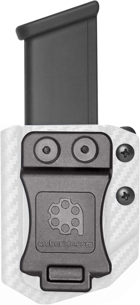Amberide Universal IWB/OWB Kydex Magazine Carrier for 9mm/.40 & .45 ACP Single and Double Stack Magazines, Adjustable Retention, Ambidextrous Mag Carrier, Fits 1.5" Belt, Made in USA.