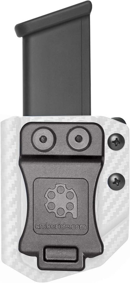 Amberide Universal IWB/OWB Kydex Magazine Carrier for 9mm/.40 & .45 ACP Single and Double Stack Magazines, Adjustable Retention, Ambidextrous Mag Carrier, Fits 1.5