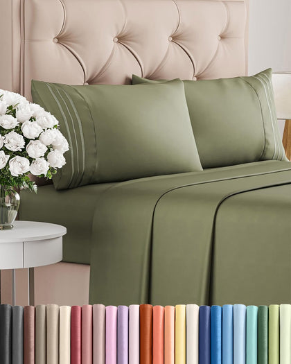 Full Size 4 Piece Sheet Set - Breathable & Cooling Sheets - Sage Green