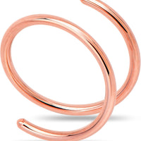 Body Candy 14k Solid Gold Double Hoop Nose Ring for Single Piercing - Handmade in USA by Master Jeweler - Hypoallergenic Real Gold Spiral Nose Jewelry for Women and Men -22 Gauge 7mm Left