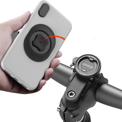 sincetop Universal Bike Phone Mount, Aluminum Stem Cap Phone Holder for Mountain and Road Bicycles, Quick Connect Riding Clip Stand MTB Handlebar Clamp【Series C - 1st Gen】