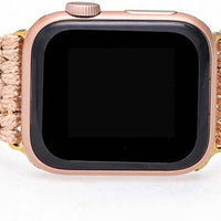 Boho Jasper Handmade Watch Band: Bohemian Natural Energy Stone Smartwatch Bands Compatible with Apple Watch 38mm/40mm/41mm/42mm/44mm/45mm Boho Imperial Jasper Gemstone iWatch Strap for iWatch Series 7/6/5/4/3/2/1/SE (38mm/40mm/41mm, White Onyx Stone)