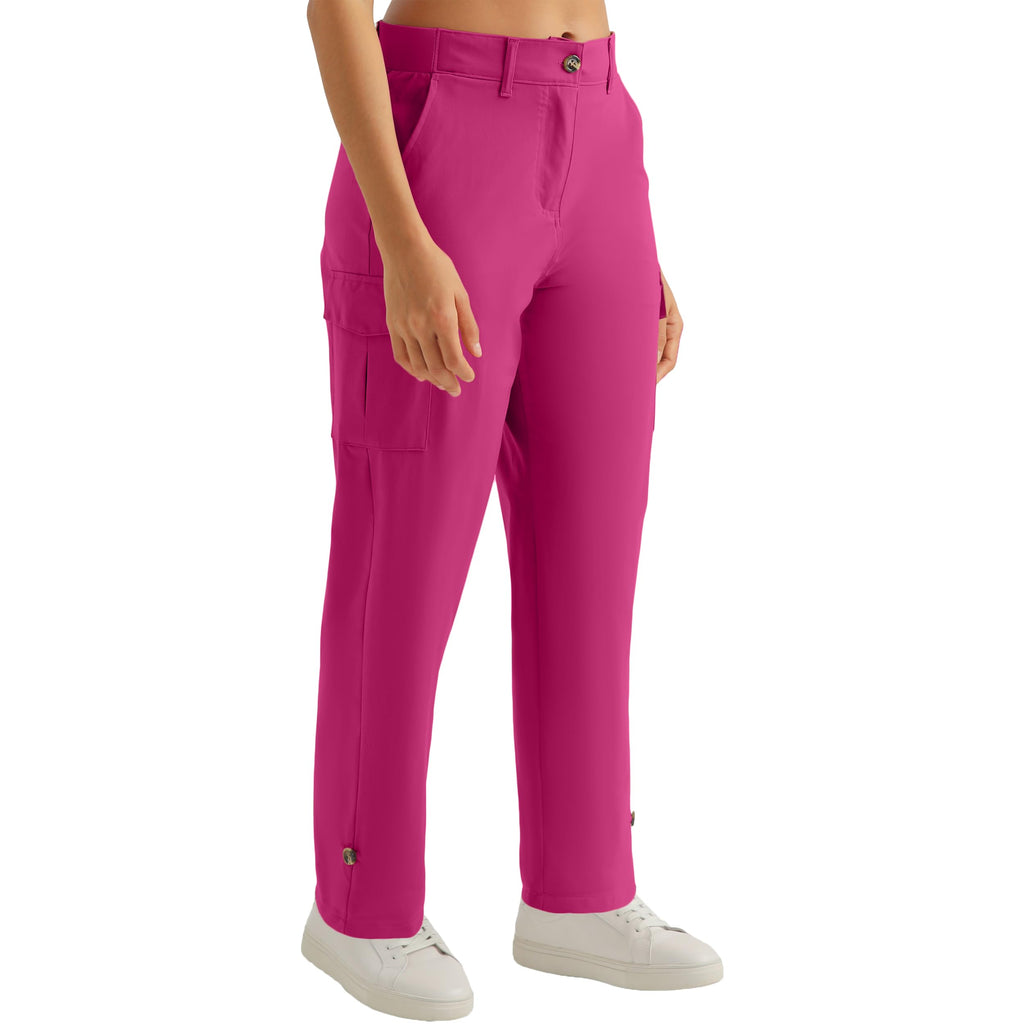 Women's Lightweight Cargo Capri Hiking Pants(Tomato Red Color,M)
