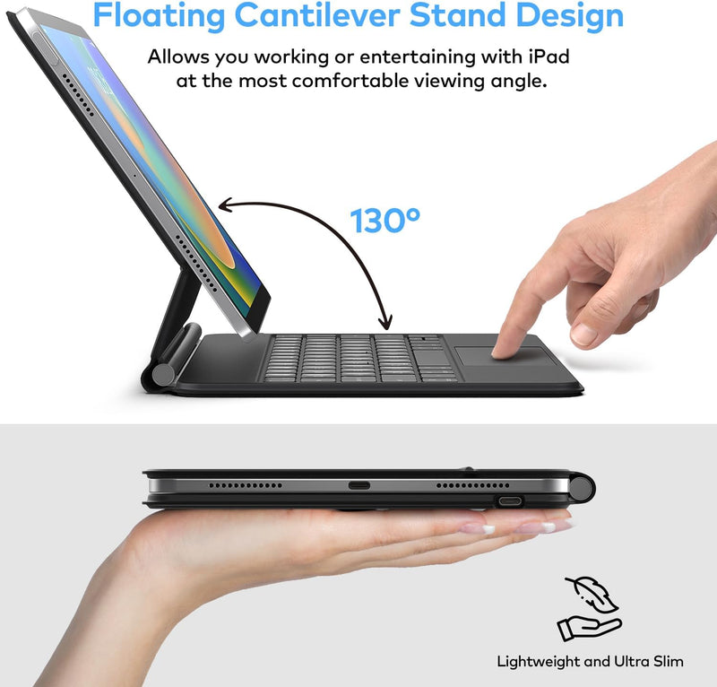 Funda con Teclado runelk para iPad 10.ª / 11.ª Gen (A16) - Negro