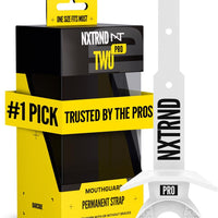 Nxtrnd Two Pro Football Mouth Guard, Permanent Strap, Fits Adult & Youth (White)