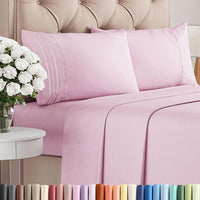 Cal King Size 4 Piece Sheet Set - Breathable & Cooling Sheets - Light Pink