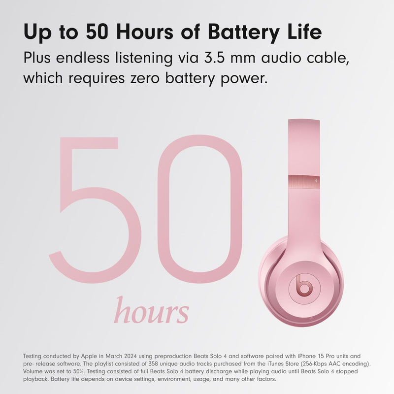 Beats Solo 4 - Rosado Metallic — Audífonos inalámbricos Bluetooth on-ear, hasta 50h