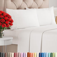 King Size 4 Piece Sheet Set - Breathable & Cooling Sheets - Antique White