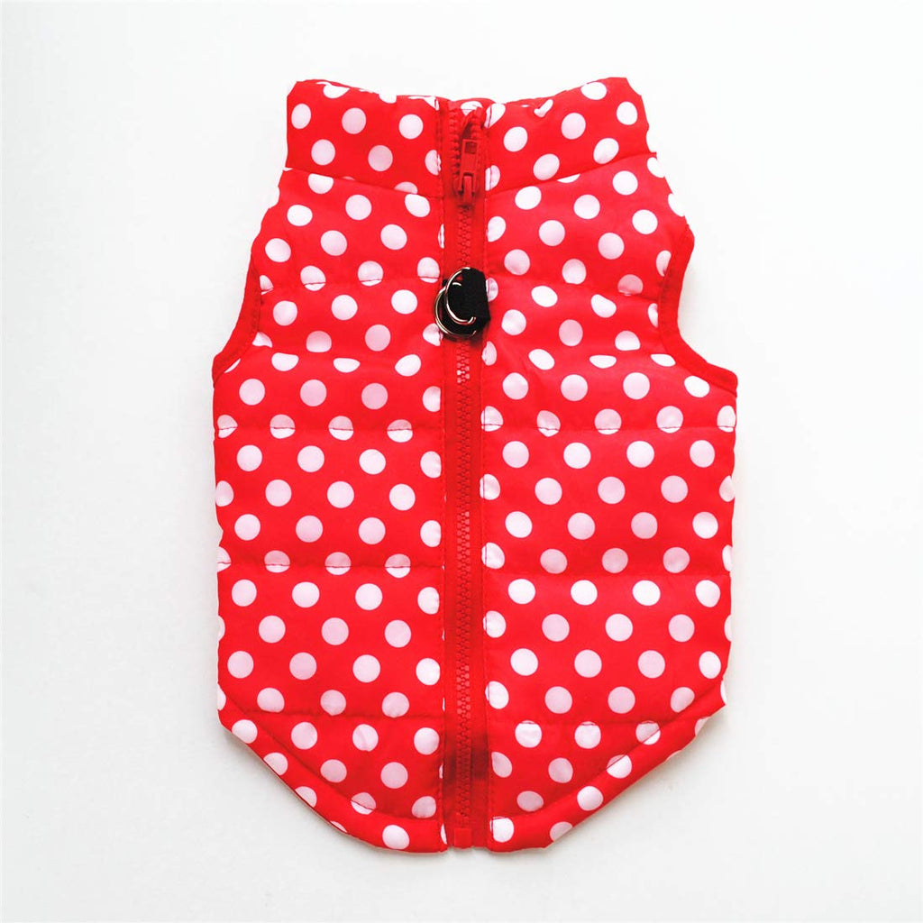 MaruPet Winter Dog Vest - Waterproof & Windproof Warm Coat for Small & Medium Dogs - White Dots - XS