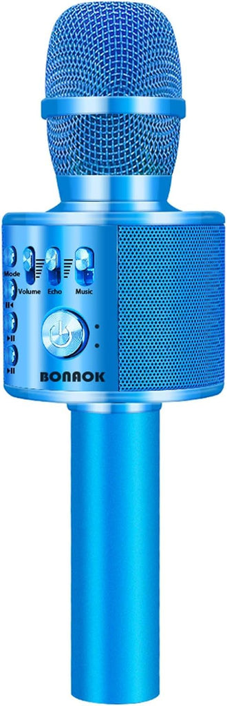 BONAOK Wireless Bluetooth Karaoke Microphone,3-in-1 Portable Handheld Karaoke Mic Speaker Machine Birthday Home Party for PC or All Smartphone (Q37 Blue)