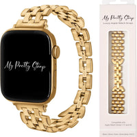 My Pretty Strap Venus Band Compatible with Apple Watch 38/40/41mm or 42/44/45/49mm, Stainless Steel Metal Gold Plated for Women (42MM / 44MM / 45MM / 49MM, Gold)