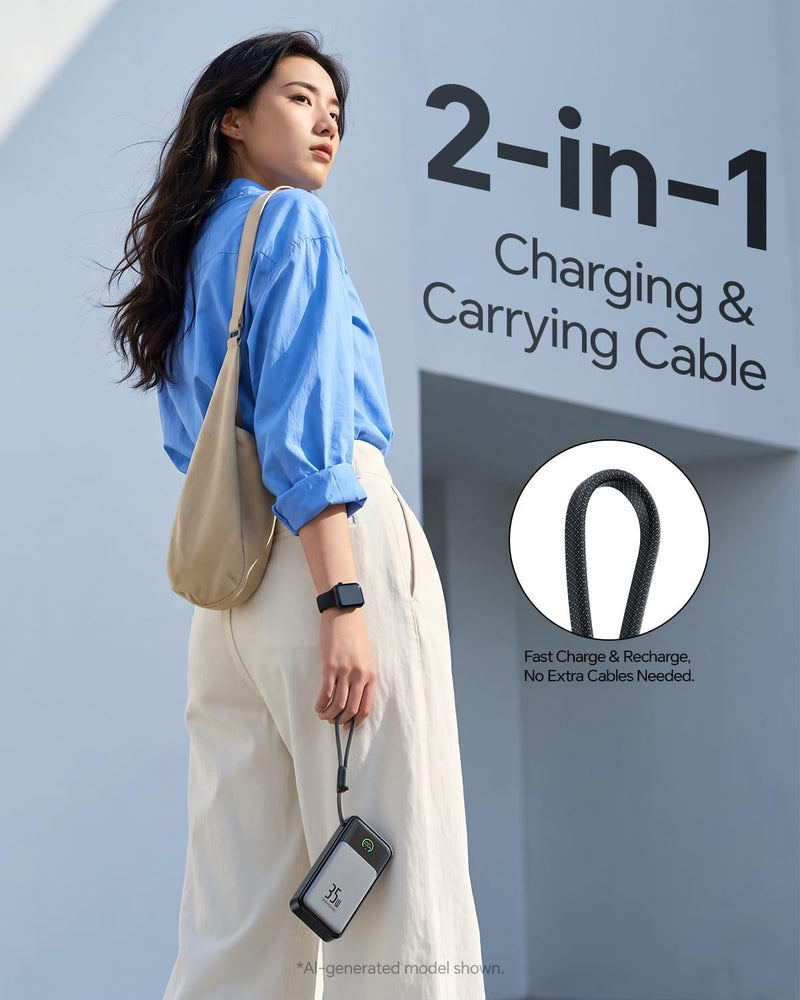 MOVE SPEED 35W Portable Charger, 20000mAh Power Bank,Built in USB-C Cables
