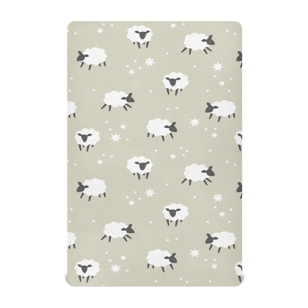 Crib Sheets for Boys Sheep and Stars Toddler Baby Girl Sheets for Crib,Neutral Mini Crib Nursery Mattress Sheets Fitted,Crib Mattress Soft & Breathable 52 * 28 * 9In