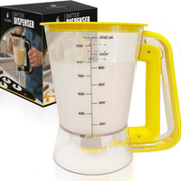 Pancake Batter Dispenser | 5-Cup Mix Pourer for Pancakes, Waffles, Crepes, Muffins, Cupcakes | Squeeze Handle, Portion Control Pitcher, Durable Drip-Free Design | Baking Accessories (Classic Yellow)