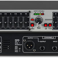 MIZISNR Graphic Equalizer 15-Band Stereo EQ for Home Audio, Dual Channel Professional Silver DJ Equalizer, Noise Reduction 1U Rack Mount (EQ-215S)