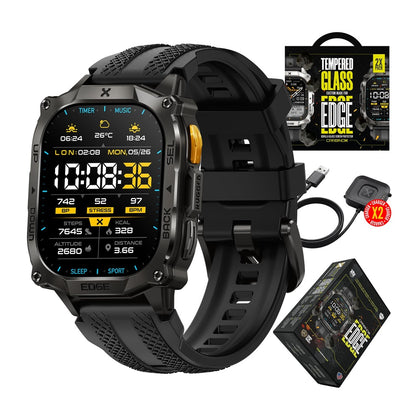 CARBINOX Edge Smart Watch Rugged con AMOLED, acero inoxidable, resistencia IP69K/5ATM, rastreadores de fitness, GNSS