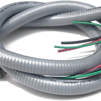 Sealproof Power Whip Assembly, 3/4-Inch x 6 Ft Nonmetallic Liquid Tight Flexible Electrical Conduit and 8 Gauge Wire Single Phase Preassembled A/C Hook-up Whip Kit, 3/4" Dia