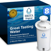 Brita Standard Water Filter for Pitchers and Dispensers, BPA-Free, Replaces 1,800 Plastic Water Bottles a Year, Lasts Two Months or 40 Gallons, Includes 8 Filters