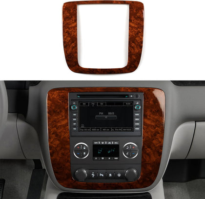 Car Sticker Decal CD Panel Trim Wood Grain Cover Compatible with Chevrolet Tahoe Silverado Suburban Avalanche/GMC Sierra Yukon Yukon XL Accessories