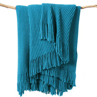 lifein Chenille Throw Blanket 60x80 - Soft Boho Knitted Blanket for Couch Cozy Farmhouse Decor Bed Throw, Lightweight All Season Teal Blanket, Decorative for Living Room Bedroom Spring Decor